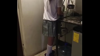 japanese wife fuck at husband friends in the kitchen