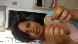 ex girlfriend gets cum from a condom on her